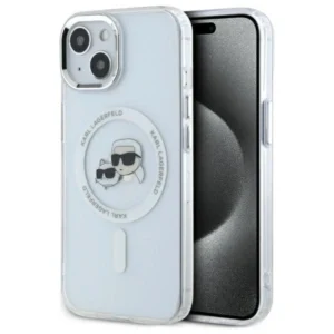 Karl Lagerfeld IML Metal Karl&Choupette Head MagSafe iPhone 14 Case - White