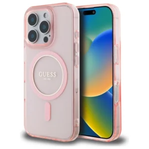 Guess GUHMP16LHFGEREP iPhone 16 Pro 6.3" pink/pink hardcase IML Glitter Circle MagSafe