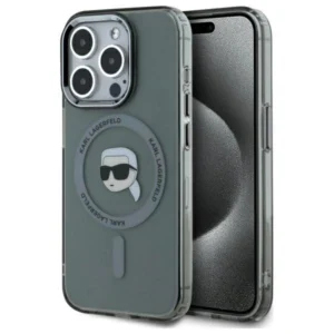 Karl Lagerfeld KLHMP15XHLSKIK iPhone 15 Pro Max 6.7" black/black hardcase IML Metal Karl Head MagSafe