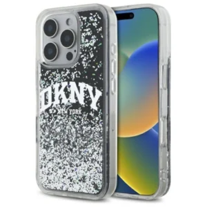 DKNY DKHCP16LLBNAEK iPhone 16 Pro 6.3" black/black hardcase Liquid Glitter Arch Logo