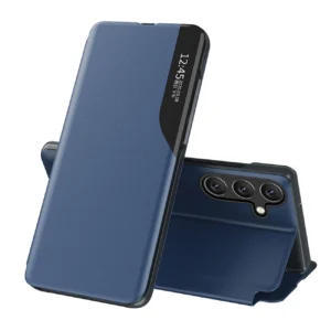 Eco Leather View Case for Samsung Galaxy S25 with Flip Stand - Blue