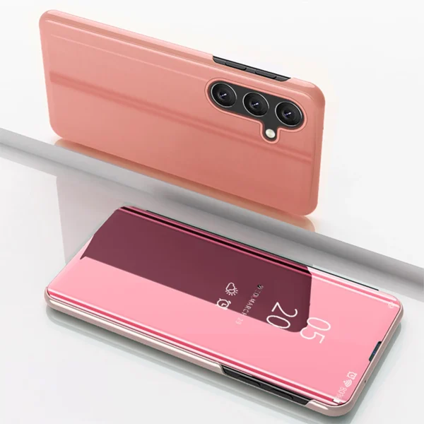 Clear View Case for Samsung Galaxy S25+ Cover with Flip - Pink