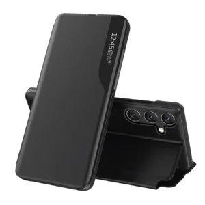 Eco Leather View Case for Samsung Galaxy S25+ with Flip Stand - Black