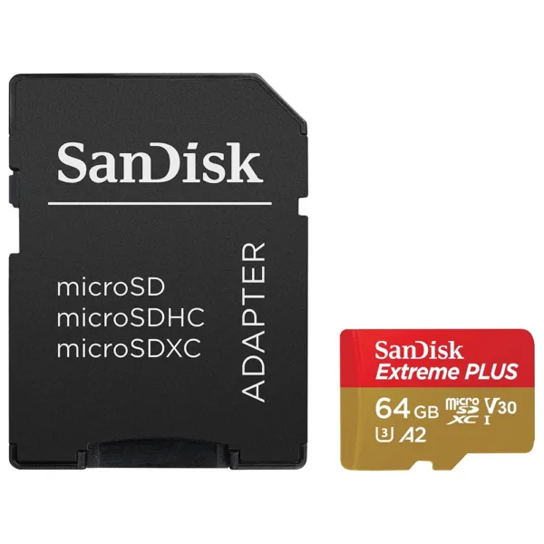 SanDisk - Memory Card Extreme Plus (SDSQXBU-064G-GN6MA) - MicroSDXC with Adapter