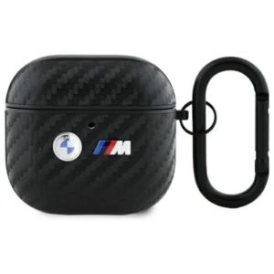 Etui BMW Carbon Double Metal Logo na AirPods 4 - czarne