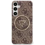 Guess 4G Glitter Triangle Buttons MagSafe Case for Samsung Galaxy S25 Ultra Brown