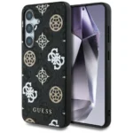 Guess 4G Printed Colored Peony Pattern MagSafe case for Samsung Galaxy S25 black