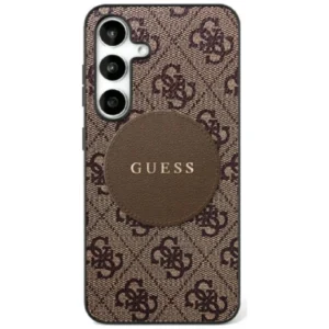 Guess 4G Round Patch Classic Logo MagSafe Case for Samsung Galaxy S25 Brown