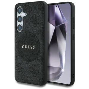 Guess 4G Round Patch Classic Logo MagSafe case for Samsung Galaxy S25 black