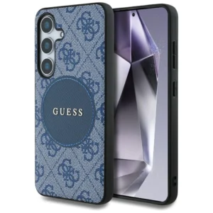 Guess 4G Round Patch Classic Logo MagSafe case for Samsung Galaxy S25 Plus blue