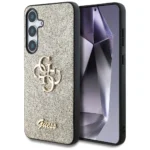 Guess Fixed Glitter Big 4G Metal Logo case for Samsung Galaxy S25 Plus gold