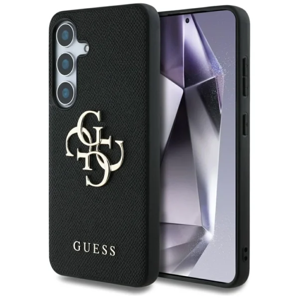 Guess Grained Big 4G Logo Small Classic Logo case for Samsung Galaxy S25 Plus black