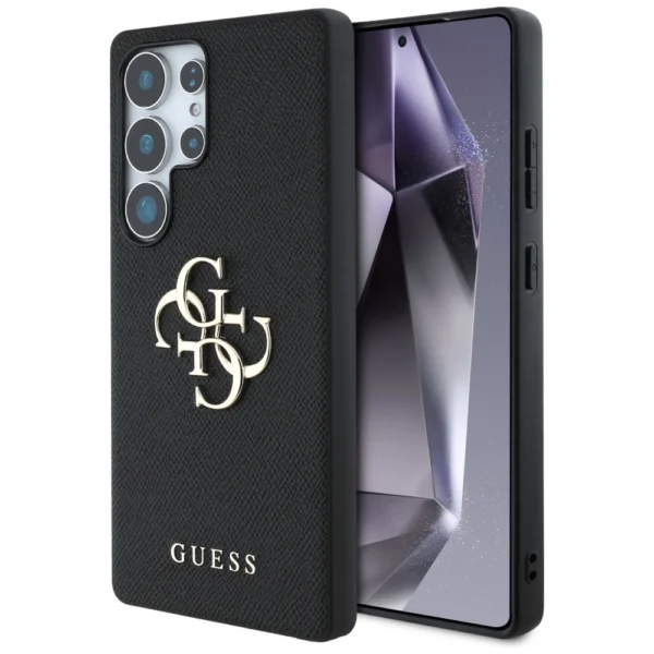 Guess Grained Big 4G Logo Small Classic Logo case for Samsung Galaxy S25 Ultra black