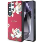 Guess Grained Printed Flower Pattern MagSafe Case for Samsung Galaxy S25 Ultra Fuchsia