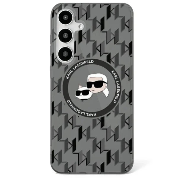 Case Karl Lagerfeld Button Karl&Choupette Heads On KL Pattern MagSafe Samsung Galaxy S25 black