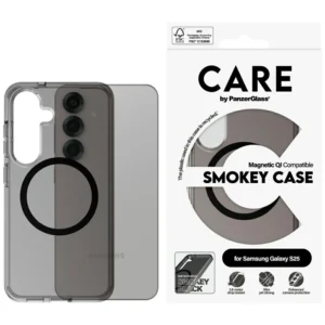 CARE by PanzerGlass Flagship Urban Combat Black QI Case for Samsung Galaxy S25 - Semi-transparent Smoke