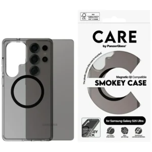 CARE by PanzerGlass Flagship Urban Combat Black QI Case for Samsung Galaxy S25 Ultra - Semi-transparent Smoke