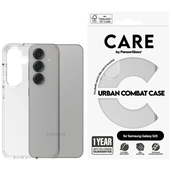 CARE by PanzerGlass Flagship Urban Combat Case for Samsung Galaxy S25 - Transparent