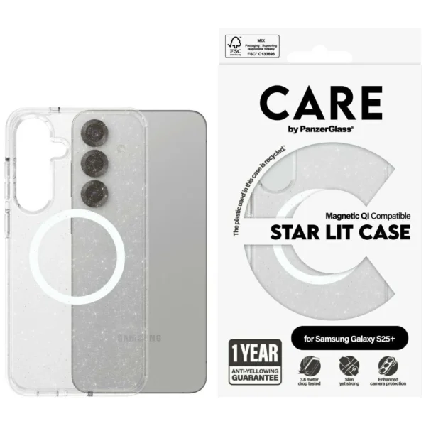 CARE by PanzerGlass Flagship Urban Combat StarLight White QI Case for Samsung Galaxy S25+ - Transparent