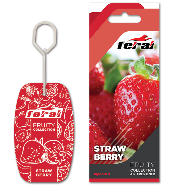 Αρωματικό Αυτοκινήτου Κρεμαστό Feral Fruity Collection Strawberry 1 Τεμάχιο