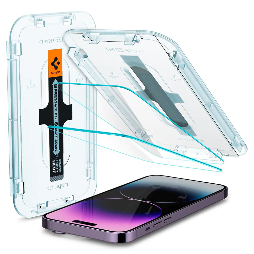 Spigen - Glas.tR EZ-FIT (2 pack) - iPhone 14 Pro Max - Clear