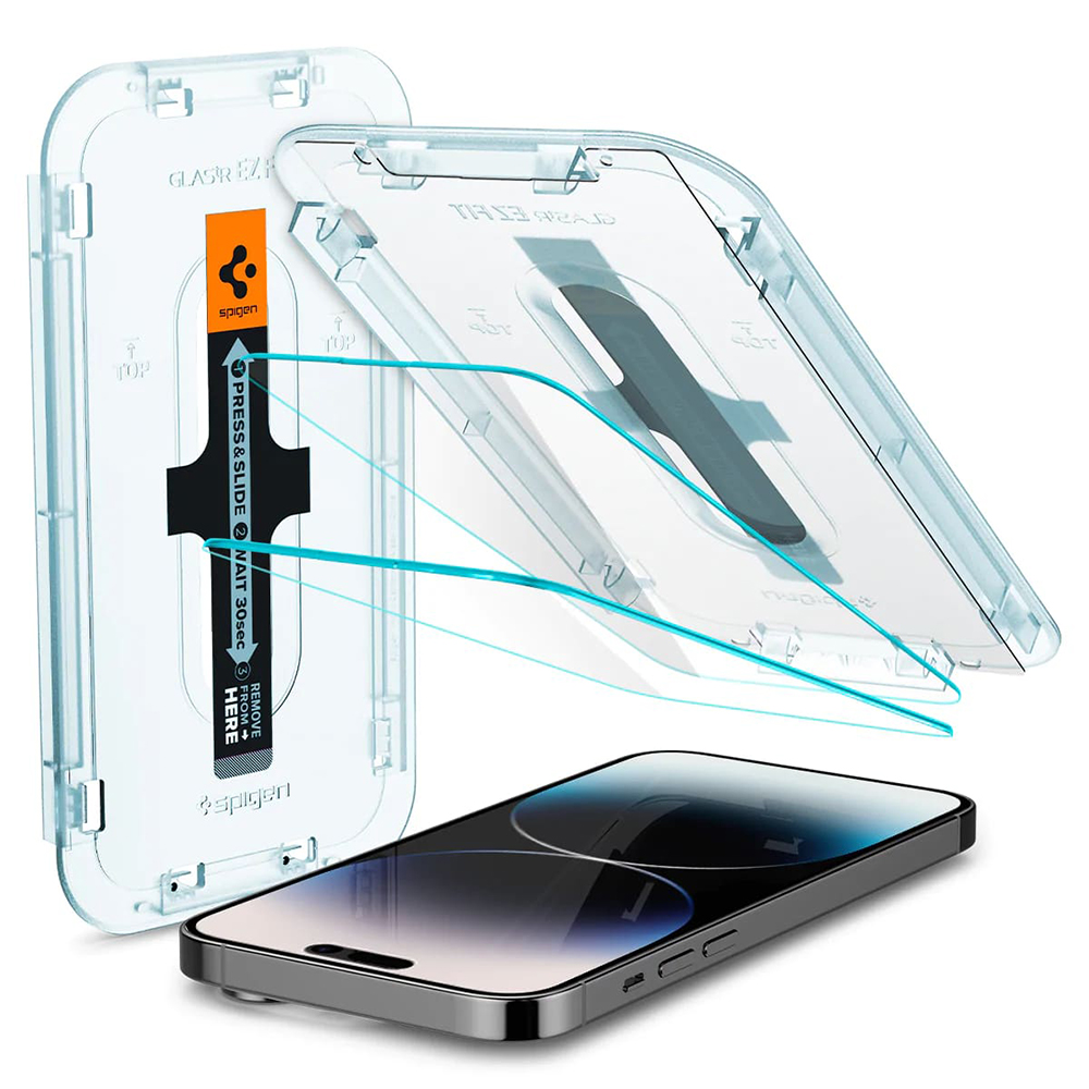 Spigen - Glas.tR EZ-FIT (2 pack) - iPhone 14 Pro - Clear