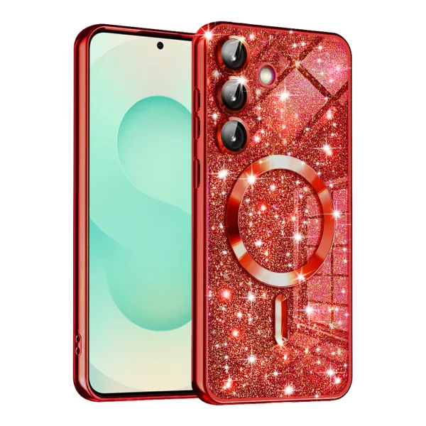 Techsuit - Luxury Glitter MagSafe - Samsung Galaxy S25 Plus - Red