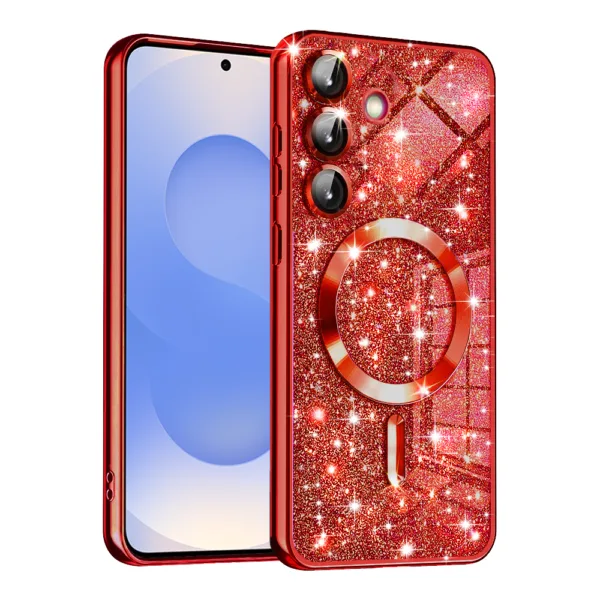 Techsuit - Luxury Glitter MagSafe - Samsung Galaxy S25 - Red