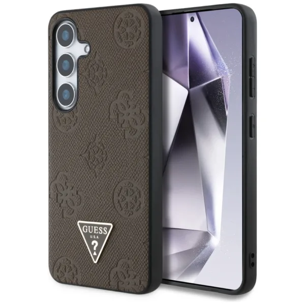 Guess - Peony Grained Hot Stamp Triangle Logo MagSafe (GUHMS25SPGBTMW) - Samsung Galaxy S25 - Brown