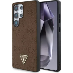 Guess - Peony Grained Hot Stamp Triangle Logo MagSafe (GUHMS25LPGBTMW) - Samsung Galaxy S25 Ultra - Brown