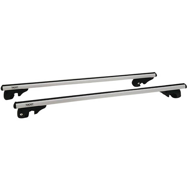 Μπάρες Οροφής Αλουμινίου Universal Rackit RK004-1-120cm Railing System Σετ Με Πόδια Και Κλειδαριά Ασημί 2 Τεμάχια