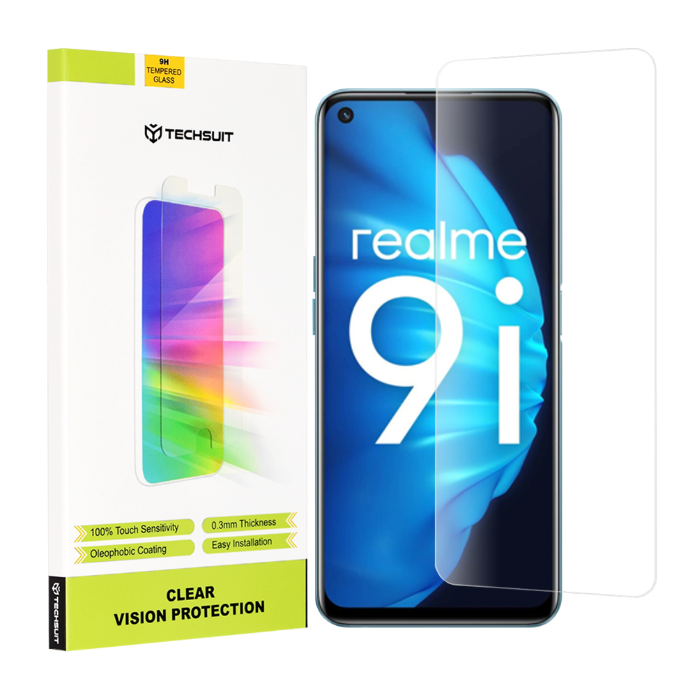 Techsuit - Clear Vision Glass - Realme 9i / 9 5G / 9 Pro / 8i / Narzo 50 / Oppo A76 / A96 / OnePlus Nord CE 2 Lite 5G - Transparent