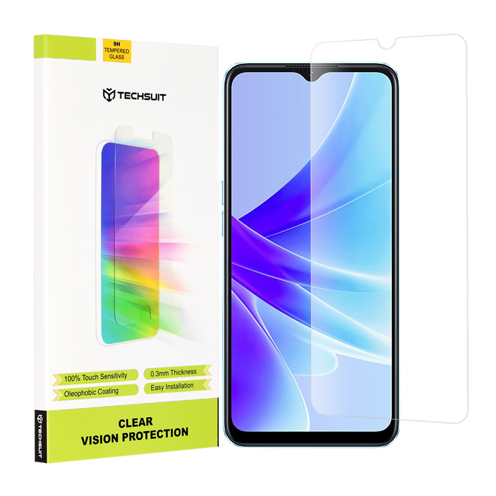 Techsuit - Clear Vision Glass - Oppo A77 5G/A17/A57 4G/A57s/Realme C31/C35/Narzo 50A Prime/OnePlus Nord N20 SE - Transparent