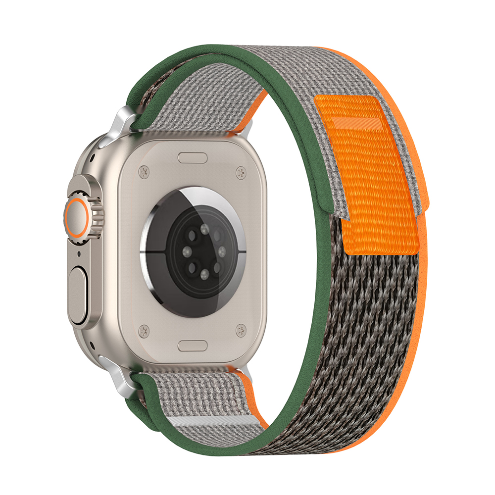 Techsuit - Watchband (W039) - Apple Watch 1/2/3/4/5/6/7/8/9/10/SE/SE 2 (38/40/41/42mm) - Green / Orange