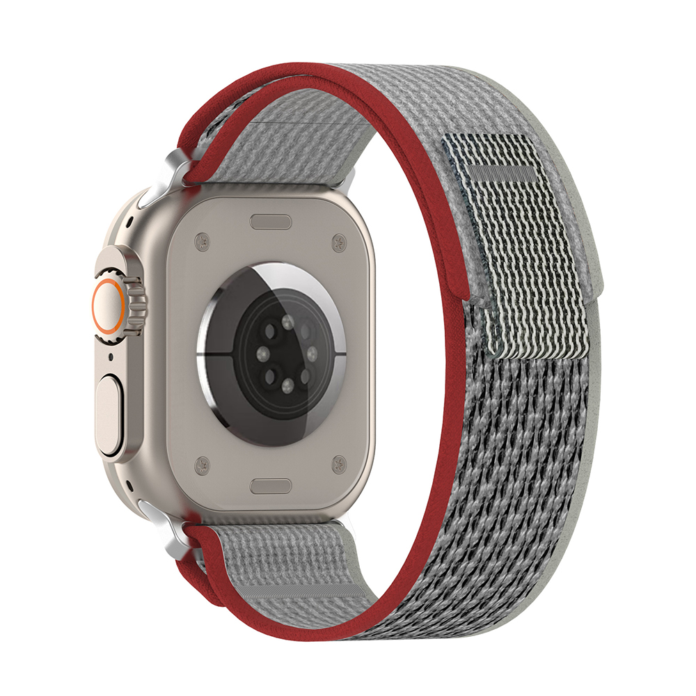 Techsuit - Watchband (W039) - Apple Watch 1/2/3/4/5/6/7/8/9/10/SE/SE 2/Ultra/Ultra 2 (42/44/45/46/49mm) - Red / Gray