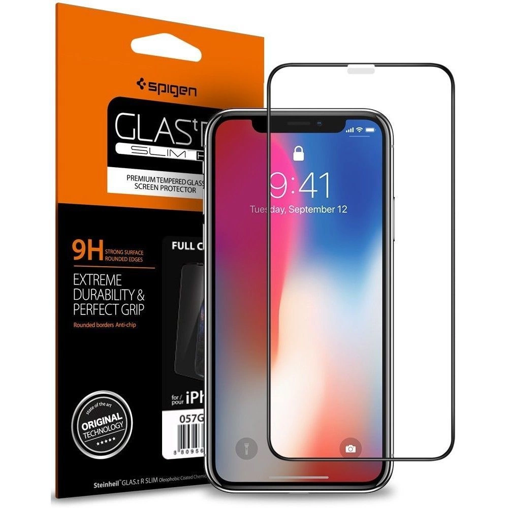 Spigen Glass FC Tempered Glass with Black Frame for iPhone X / XS / 11 Pro