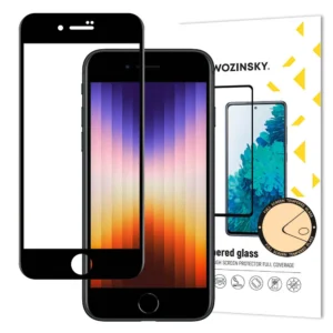 Wozinsky Super Durable Full Glue Tempered Glass Full Screen with Frame Case Friendly iPhone SE 2022 / SE 2020 / iPhone 8 / iPhone 7 Black