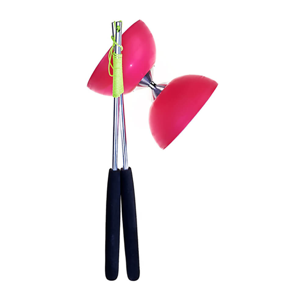 Set Acrobat 105 Rubber Diabolo Pink + aluminum hand sticks