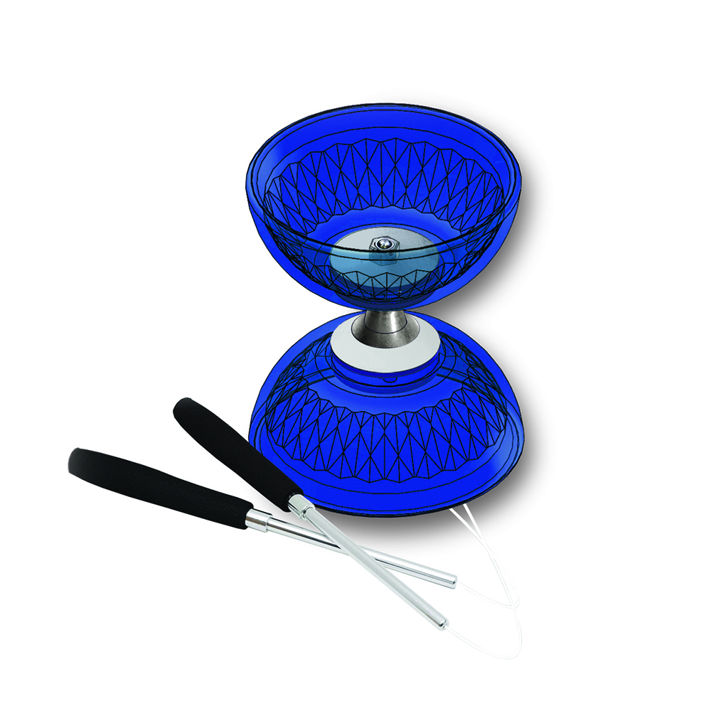 Set Acrobat Bearing Diabolo Crystal Blue + aluminum hand sticks