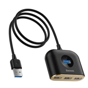 Baseus Square round 4 in 1 USB HUB Adapter (USB3.0 TO USB3.0 * 1 + USB2.0 * 3) 1m Black (CAHUB-AY01)