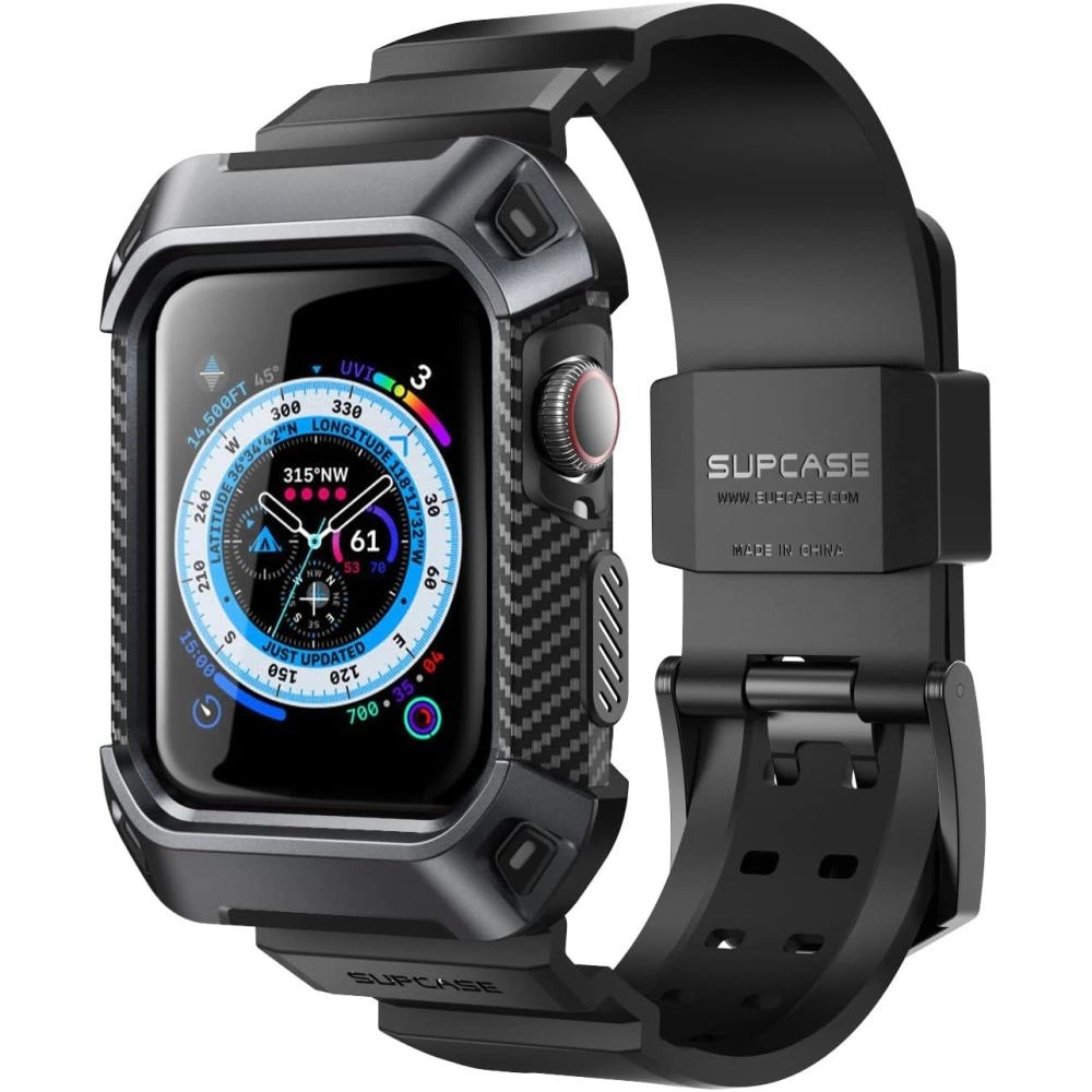 Supcase Unicorn Beetle Pro Case with Strap for Apple Watch 4/5/6/7/8/SE (44/45 mm) - Black