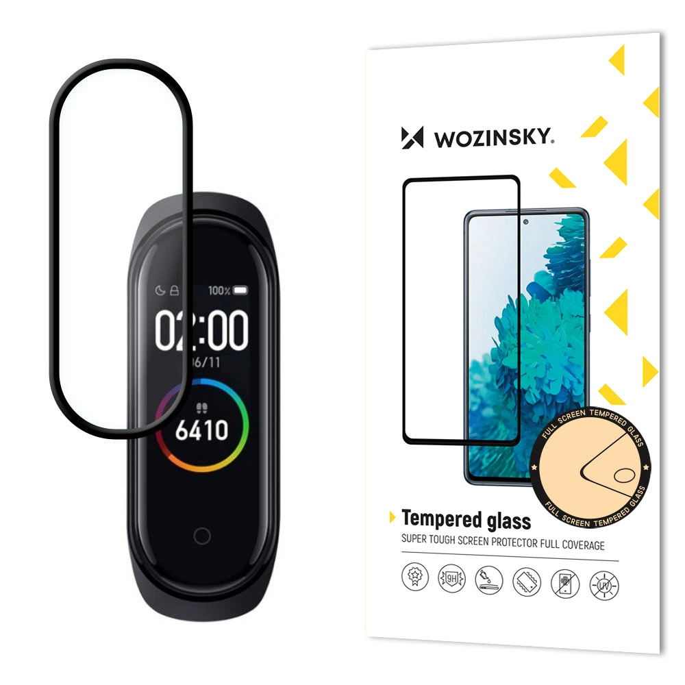 Wozinsky super wytrzymałe szkło folia szklana Full Glue na cały ekran z ramką Case Friendly Xiaomi Mi Band 4 / Mi Band 3 przezroczysty