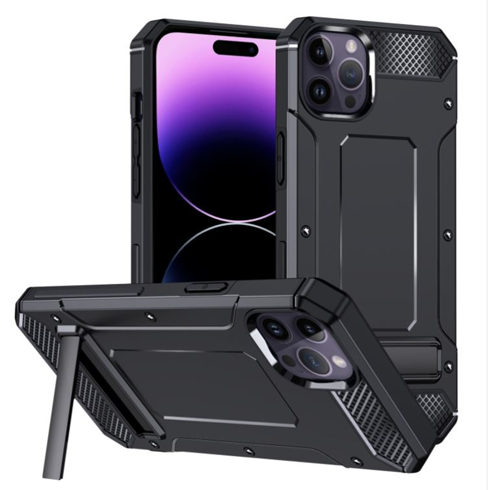 Techsuit - Hybrid Armor Kickstand - iPhone 14 Pro - Black