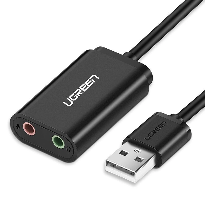 Ugreen external sound card music adapter USB - 3.5 mm mini jack 15cm black (30724)