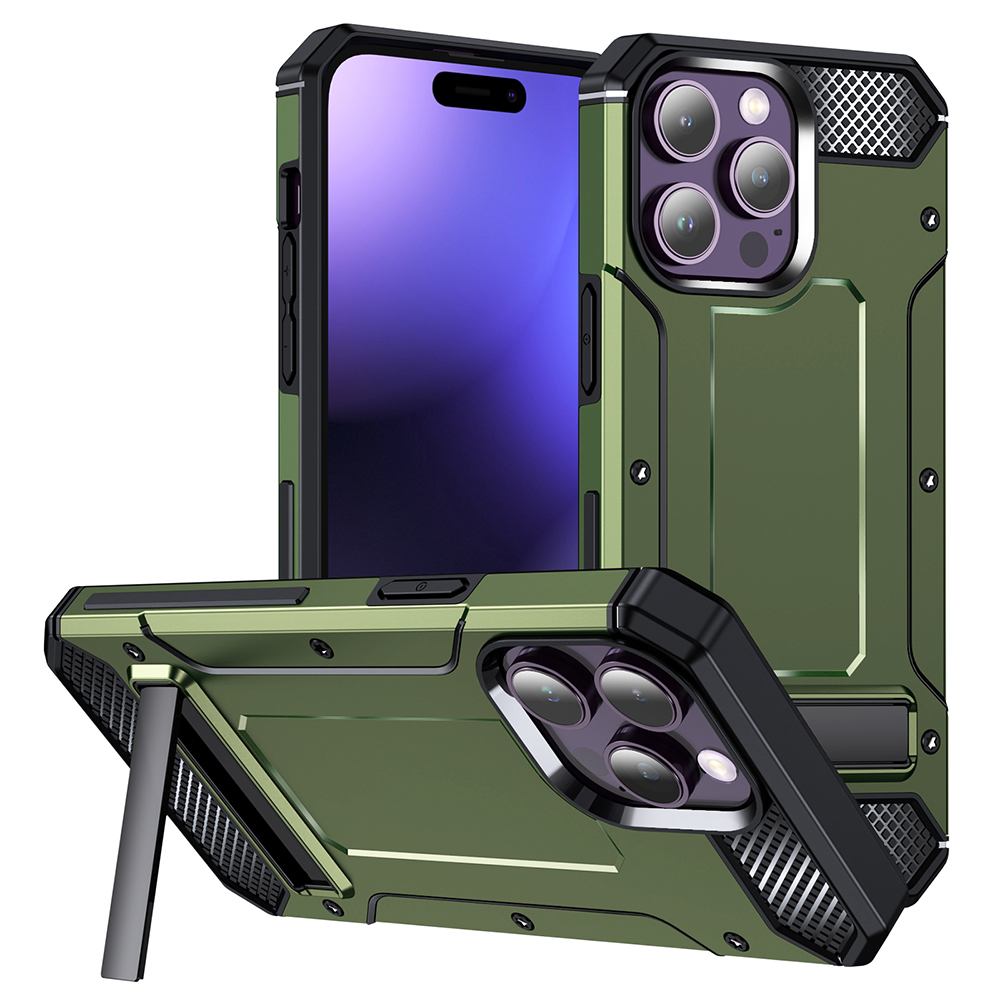 Techsuit - Hybrid Armor Kickstand - iPhone 15 Pro - Green