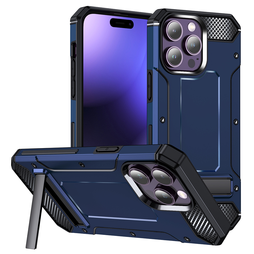 Techsuit - Hybrid Armor Kickstand - iPhone 15 Pro - Blue