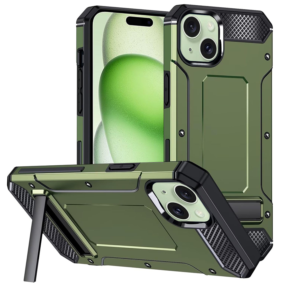 Techsuit - Hybrid Armor Kickstand - iPhone 15 - Green