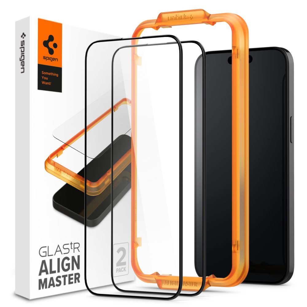 Spigen - Glas.tR Align Master (2 pack) - iPhone 15 - Black