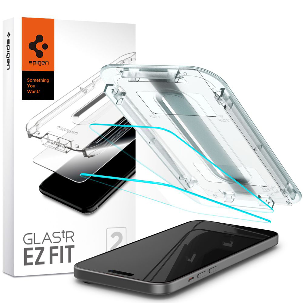 Spigen - Glas.tR EZ-FIT (2 pack) - iPhone 15 - Clear