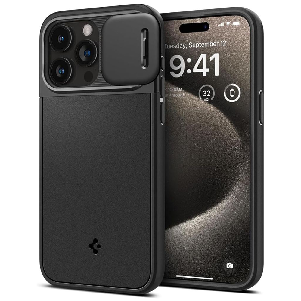 Spigen - Optik Armor - iPhone 15 Pro Max - Black